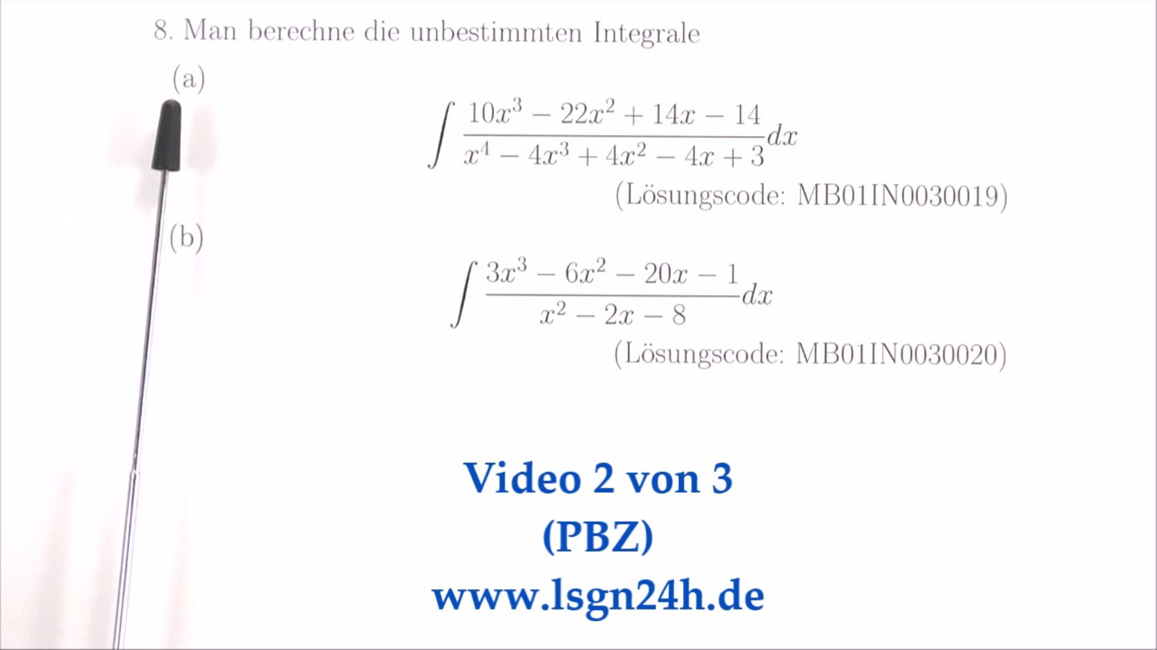 Berechnung von  $\int\frac{10x^3-22x^2+14x-14}{x^4-4x^3+4x^2-4x+3}dx$ (2 von 3)