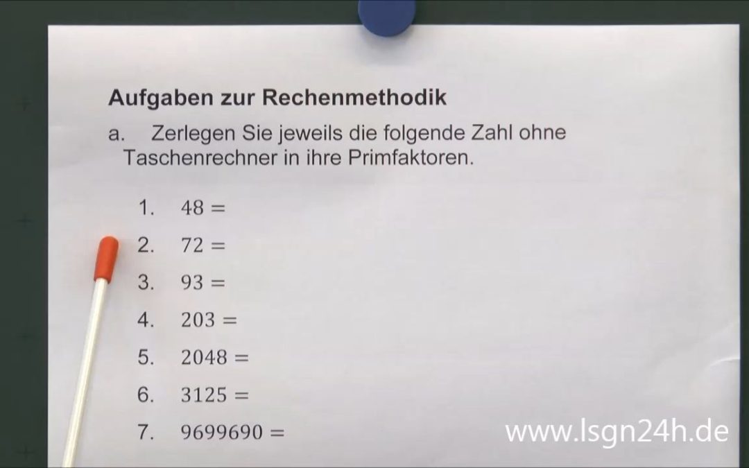 ADA: Aufgaben zur Rechenmethodik: Primfaktorzerlegung von 48