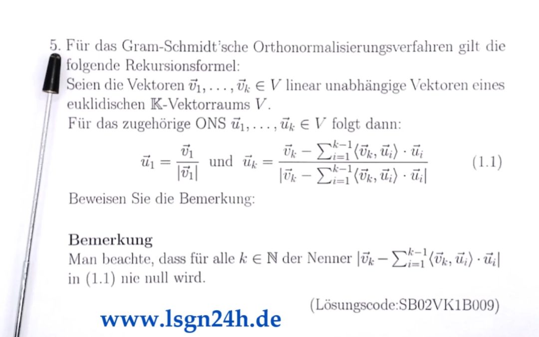 Ist der Nenner bei Gram-Schmidt wirklich nie null?