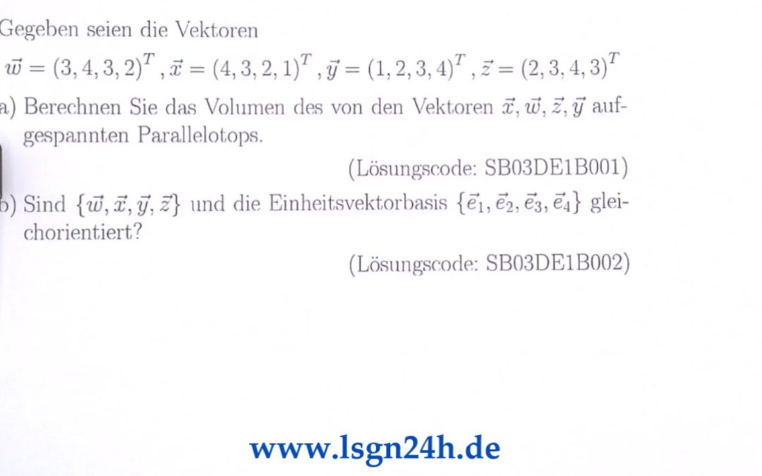 Welches Volumen besitzt das Prallelotop im $\mathbb{R}^4$?